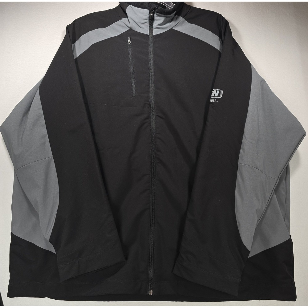 Antigua‎ FSN Detroit Mens XXL Full Zip Softshell Jacket Black Grey Colorblock